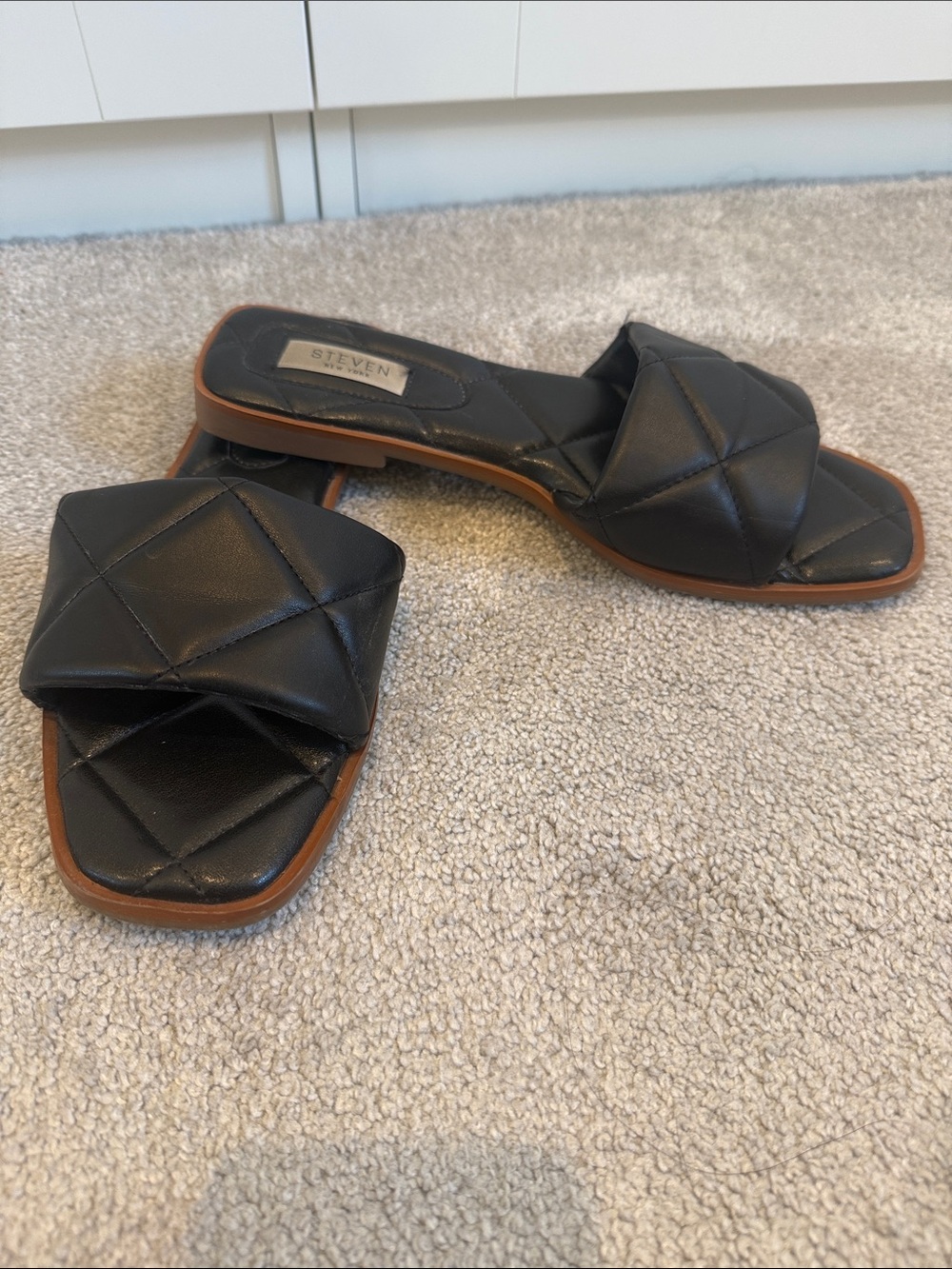 Steven By Steve Madden Black Quilted Slip-On Sandals